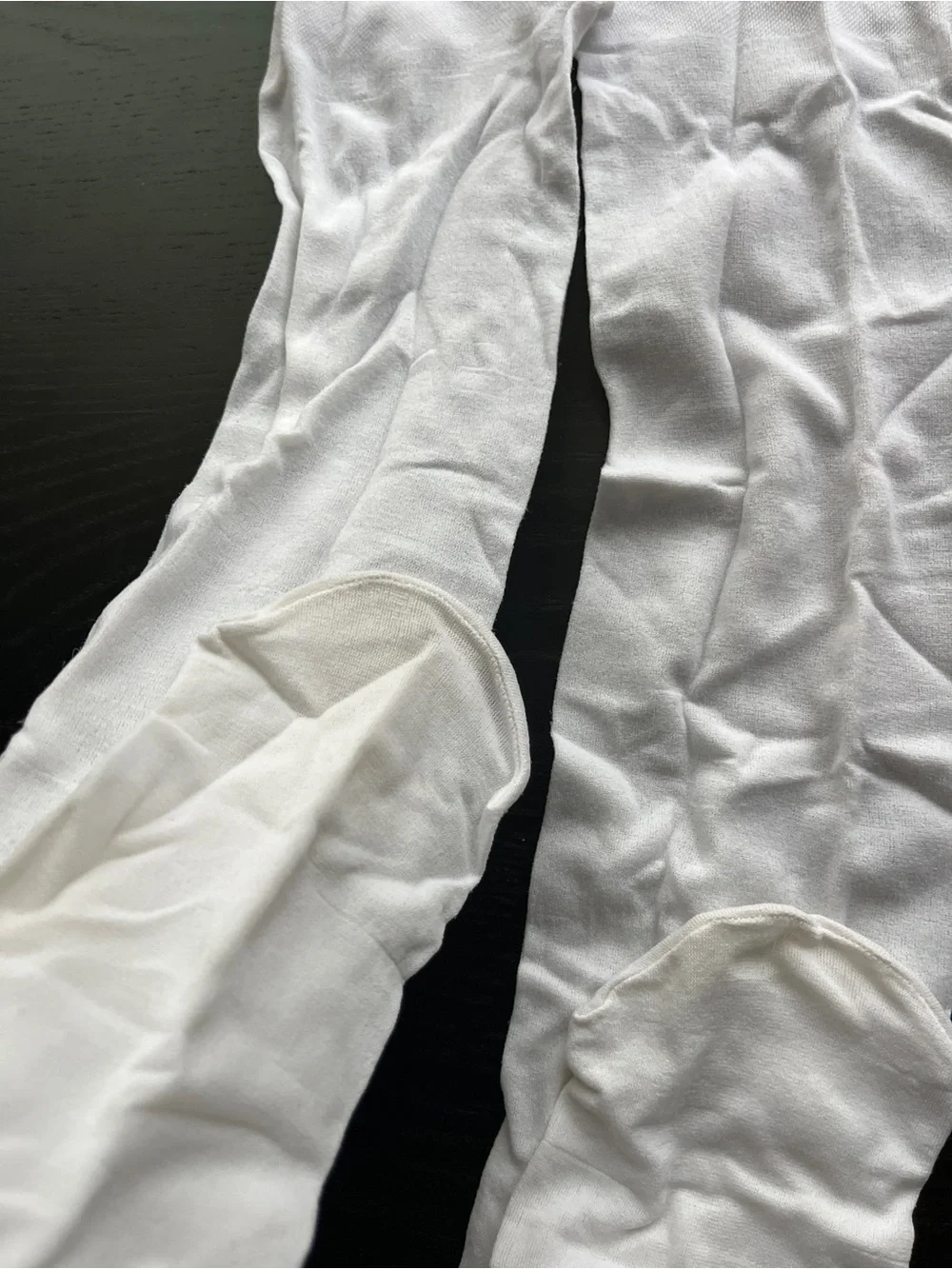 White Opaque Full Footed Tights Stockings Elastic Waist